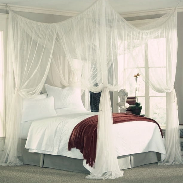 Mosquitera cuadrada de malla Laklulu con 4 aberturas, mosquitera de malla para camas, 190 x 210 x 240 cm, mosquitera de malla para cama (cuadrada)
