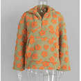 thumbnail image 2 of Women's Fall Cute Floral Faux Fur Pullover Fleece Sweatshirt Casual Zip Up Winter Sherpa Jacket, 2 of 6