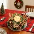 thumbnail image 6 of Christmas Candle Centerpiece with Berries and Pinecones Gold Glittery Candle Holder Decoration for Holiday Home Party Tabletop Decor (Gold), 6 of 6