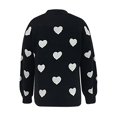 thumbnail image 4 of Heart Stripe Patchwork Sweater for Women Fall Long Sleeve Crewneck Knitted Tops Fall, 4 of 5