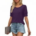 thumbnail image 5 of Zedker Short Sleeve Shirts for Women Crew Neck Womens Shirts Dressy Basics Tees Casual Loose Fit Fall Tops Purple XL, 5 of 8