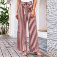 thumbnail image 2 of BODOAO Women's Floral Wide Leg Pants, Casual Summer Elastic Waist Lightweight Palazzo Trousers with Soft Draped Fabric, Loose Relaxed Fit and Pull On Design Shape Brick Red S, 2 of 5