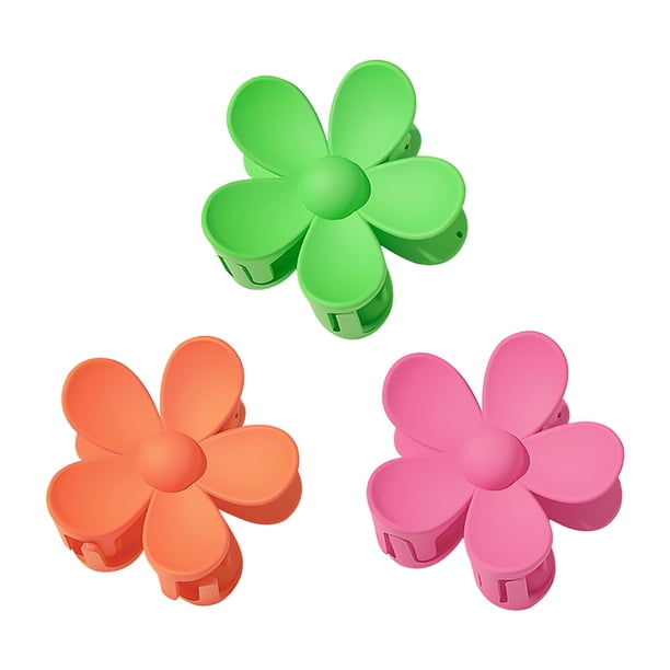 Pinzas para el cabello para mujeres, pinzas para peinar, pinzas para el cabello para niñas, 3 horquillas grandes con flores de colores brillantes para niñas, accesorios para el cabello.