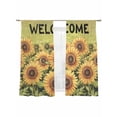 thumbnail image 2 of Sheer Curtains 72 Inches Long 2 Panels, Retro Farmhouse Pastoral Sunflowers Rod Pocket Curtain Voile Draperies, Welcome Text on Green Light Filtering Window Treatment for Living Room Kitchen Bedroom, 2 of 8