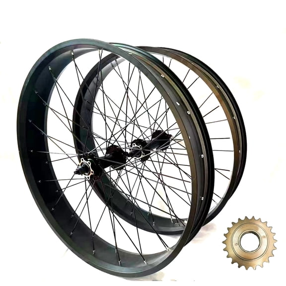 CDH 26"x 4 Fat Tire Bike Rim Wheel Set Heavy Duty 12 G & 22T Flywheel Bike Wheel