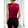 thumbnail image 6 of Women's Satin Contrast Lace V Neck Sleeveless Blouse Appliques Summer Tank Tops Red L, 6 of 7