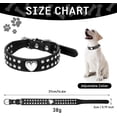 thumbnail image 2 of Collar de cristal para perro, collar de cuero sintético para perro, collar ajustable para perros medianos (Corazón de cristal negro, 37 x 2 cm), 2 of 5