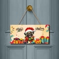 thumbnail image 2 of Merry Christmas Santa Pug Scarf Twinkling Lights Xmas Holiday Landscape Wood Sign Dog Lover Gifts Hanging Wall Home Decor - 00022, 2 of 5