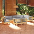 thumbnail image 1 of vidaXL 10 Piece Garden Lounge Set with Grey Cushions Solid Pinewood, 1 of 5