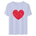 thumbnail image 4 of Pimelu Valentines Shirts for Women Womens Tops Dressy Casual Summer Tops for Women Valentines Day Shirts Fashion Heart Print Tshirts Ladies Plus Size Short Sleeve Round Neck Blouses, 4 of 6