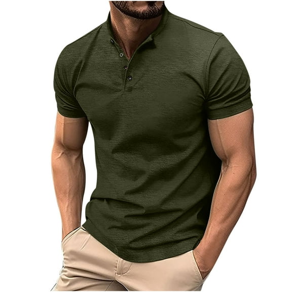 KIHOUT Mens Henley Shirts Short Sleeve Half Button T Shirt Fashion Casual Basic Pure Color Round Neck Tee Shirts