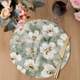 thumbnail image 3 of Sage Green Spring Floral Round 13 Inch Placemats Set of 2, Summer Botanical Flowers HeatResistant Non Slip Place Mats for Dining Table, Wipeable Braided Kitchen Table Mats for Housewarming, 3 of 9