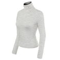 thumbnail image 3 of Made by Olivia Women's Tight Fit Lightweight Solid/Stripe Long Sleeves Turtle Neck Crop Top, 3 of 5