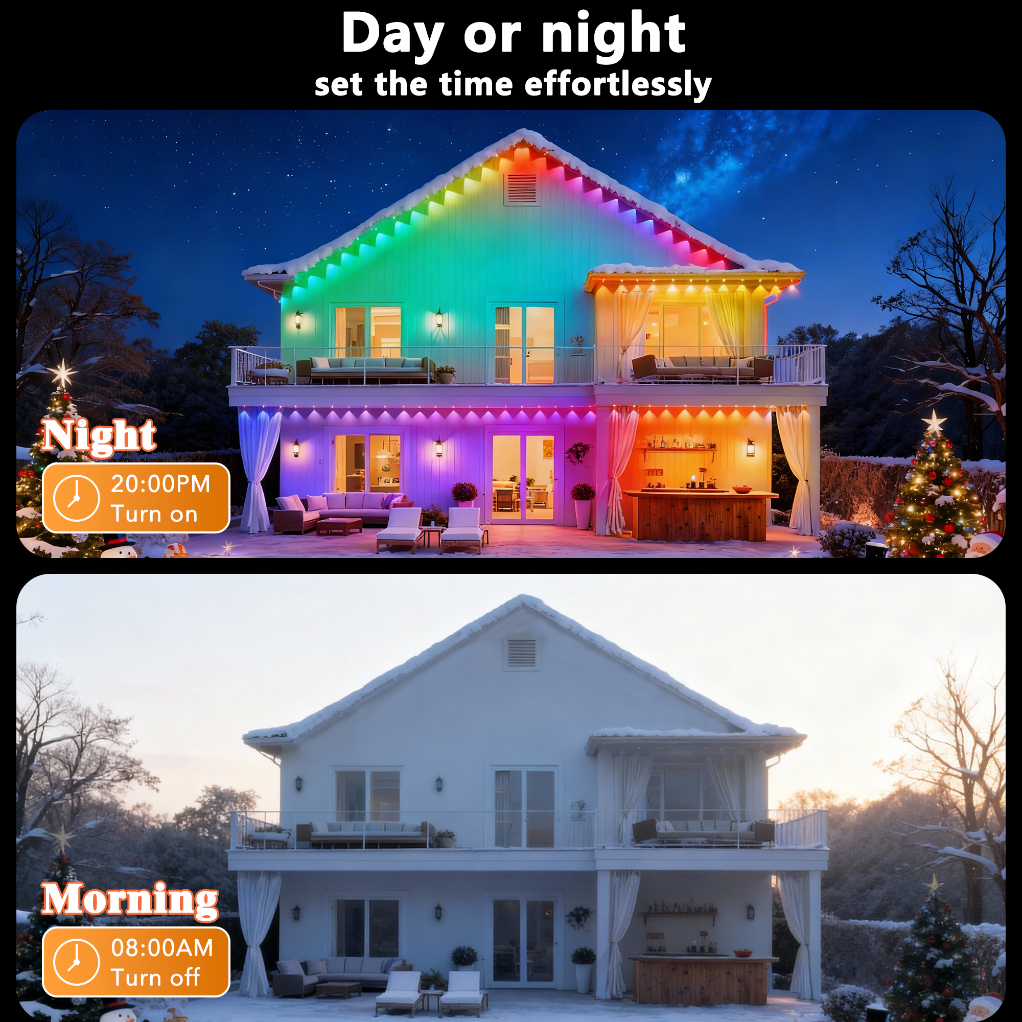 Beatineon 150ft RGB+IC Permanent Outdoor Lights Pro, Smart APP Controlled Christmas Lights, IP68 Waterproof 90 LEDs String Lights with Premium Packaging