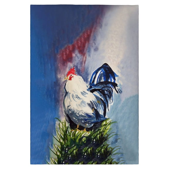 Betsy Drake Interiors Blue & White Rooster Guest Towel