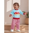 thumbnail image 6 of BemeyourBBs Toddler Baby Boy Valentines Day Outfits Car Letter Print Long Sleeve Pullover Sweatshirt Plaid Pants 2 Pcs Spring Clothes Set, 6 of 9