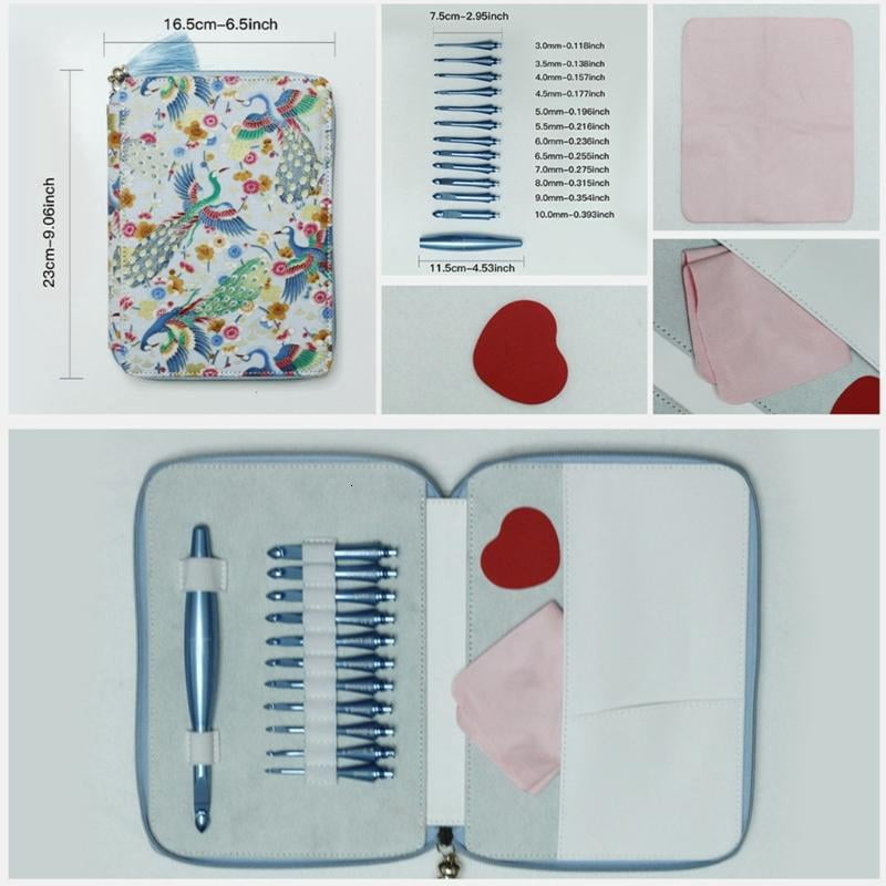 ANXPTIME Aluminum Crochet Hook with 12 Interchangeable Tip Yarn Craft Tool for Knitting