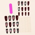 thumbnail image 2 of 24pcs Halloween Press on Nails Short Fake Nails with Ghost Pumpkin Bat Spider Web Design Y2k Glitter False Nails Halloween Full Cover Cute Stick on Nail for Woman Kit Nail, 2 of 9
