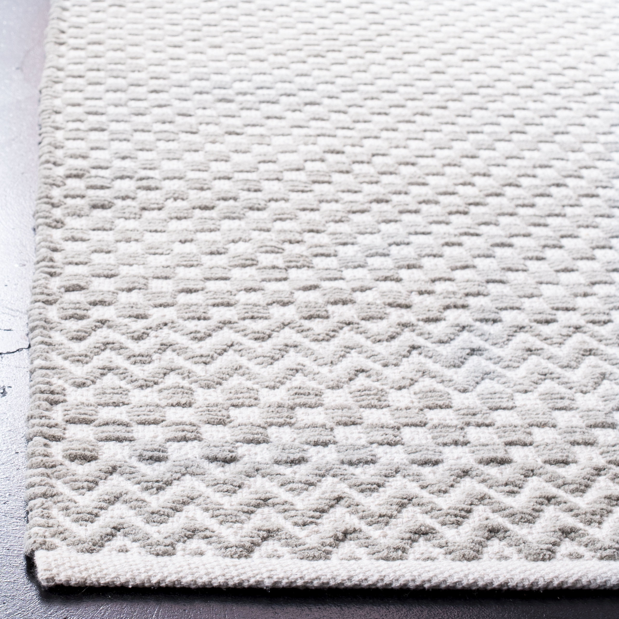 SAFAVIEH Boston Peter Geometric Cotton Area Rug, Grey, 5' x 8'
