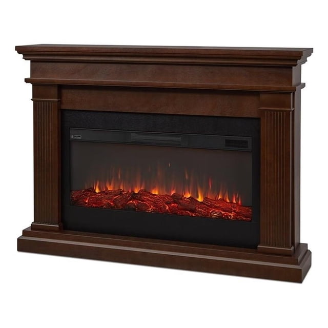 Real Flame Canada Beau Contemporary Solid Wood Electric Fireplace in Dark Walnut