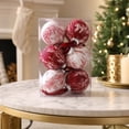 thumbnail image 4 of 2026 Christmas Home Party Decor 8CM Toile Print Fabric Wrapped Christmas Ornaments Balls 6PCS Vintage Chinoiserie Xmas Tree Hanging Decorations With Velvet Ribbon Celebration Party Supplies, 4 of 7