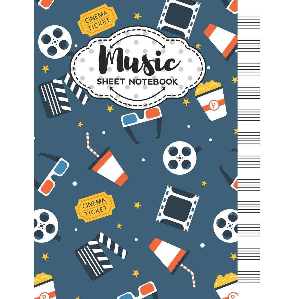 Music Sheet Notebook Blank Staff Manuscript Paper with Unique Cinema
