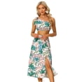 thumbnail image 1 of Conjunto de 2 piezas de verano para mujer, tops de tubo cortos con estampado floral y falda larga dividida Verde XL, 1 of 6