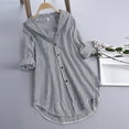 thumbnail image 4 of Aoochasliy Womens Tops Plus Size Short Sleeve Stripe Long Sleeve Turn-down Collar Button Loose Top Shirts Blouse, 4 of 4