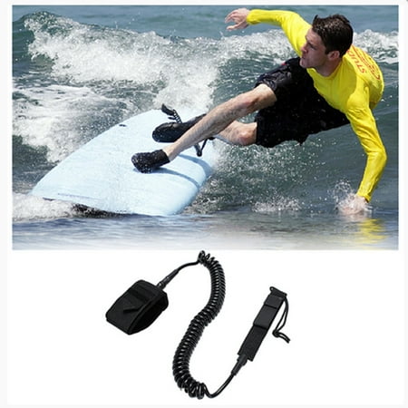 Elfeland Black Surfboard Leash 10ft Coiled Stand UP Surfing Paddle Board Leash TPU 7mm