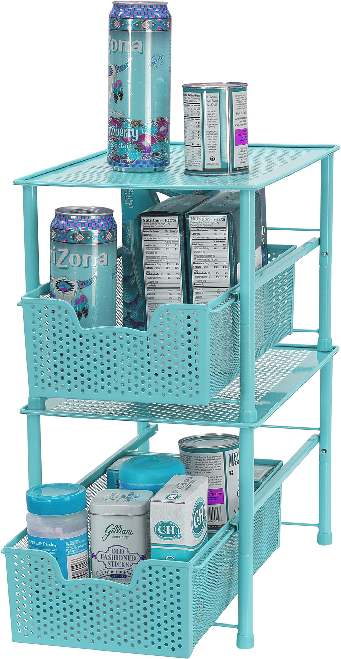 Stackable Under Sink Cabinet Organizer Drawer Sliding Basket Storage White Durable Space Saver