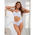 thumbnail image 5 of Unique Bargains Women's 3pcs Cross Straps Bralette and Panty Sets Lingerie Sets C 36 White, 5 of 6