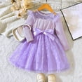 thumbnail image 2 of Sngxgn Girls Dresses Short Sleeve Stretch A-line Solid Color Dress for Toddler(Purple,90), 2 of 8