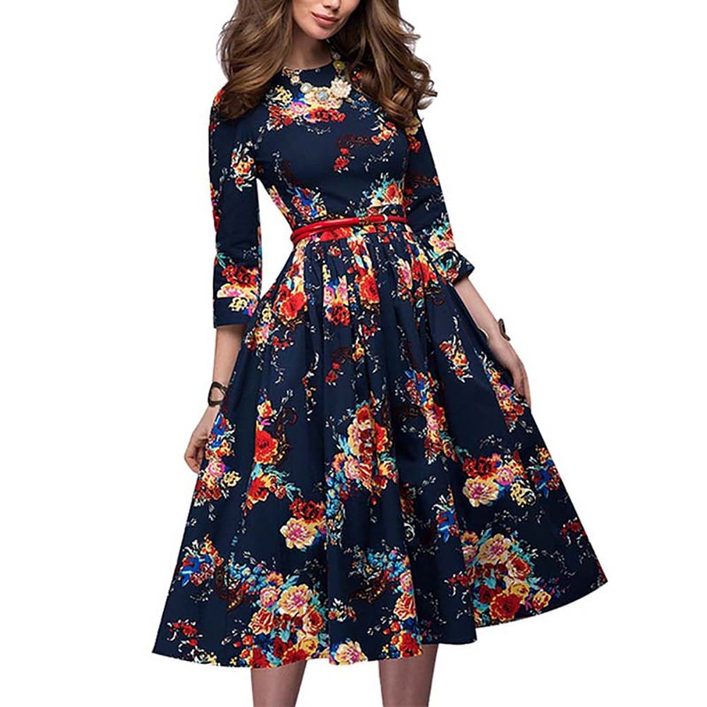 HoWD Women Elegant Vintage Floral Print 