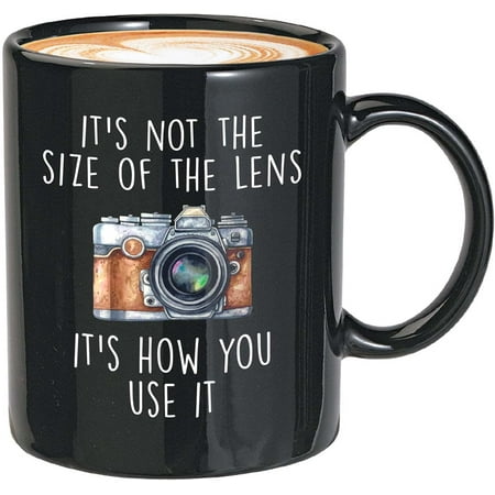 

Photographer Coffee Mug - Just Say Cheese - Camera Man Lens Negative Film Candid Take Focus Optic Vlog Lighting Reflection -Its Not The Size 11 Oz