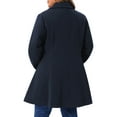 thumbnail image 4 of Agnes Orinda Women's Plus Size Coat A Line Notched Lapel Double Breasted Long Peacoat with Pockets 4X Dark Blue, 4 of 7