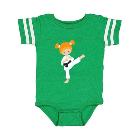 

Inktastic Cute Girl Orange Hair Karate Pose Black Belt Gift Baby Girl Bodysuit