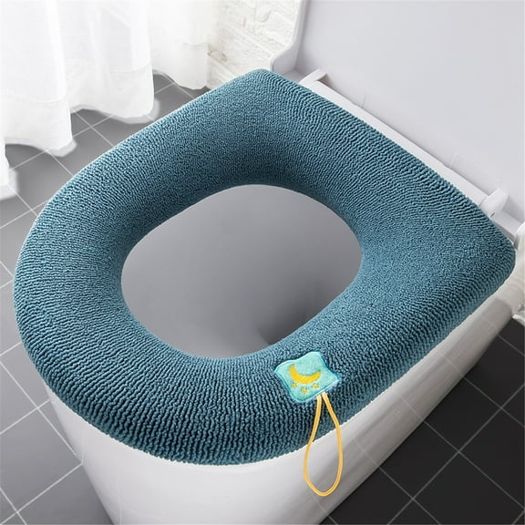 Thicker Bathroom Toilet Seat Cover Pads Toilet Seat Cushion Thickened Toilet Cover Knitted Toilet Seat Cushion Washable Household Toilet Cover Washable D Shapetoilet Seat Cushion (E)