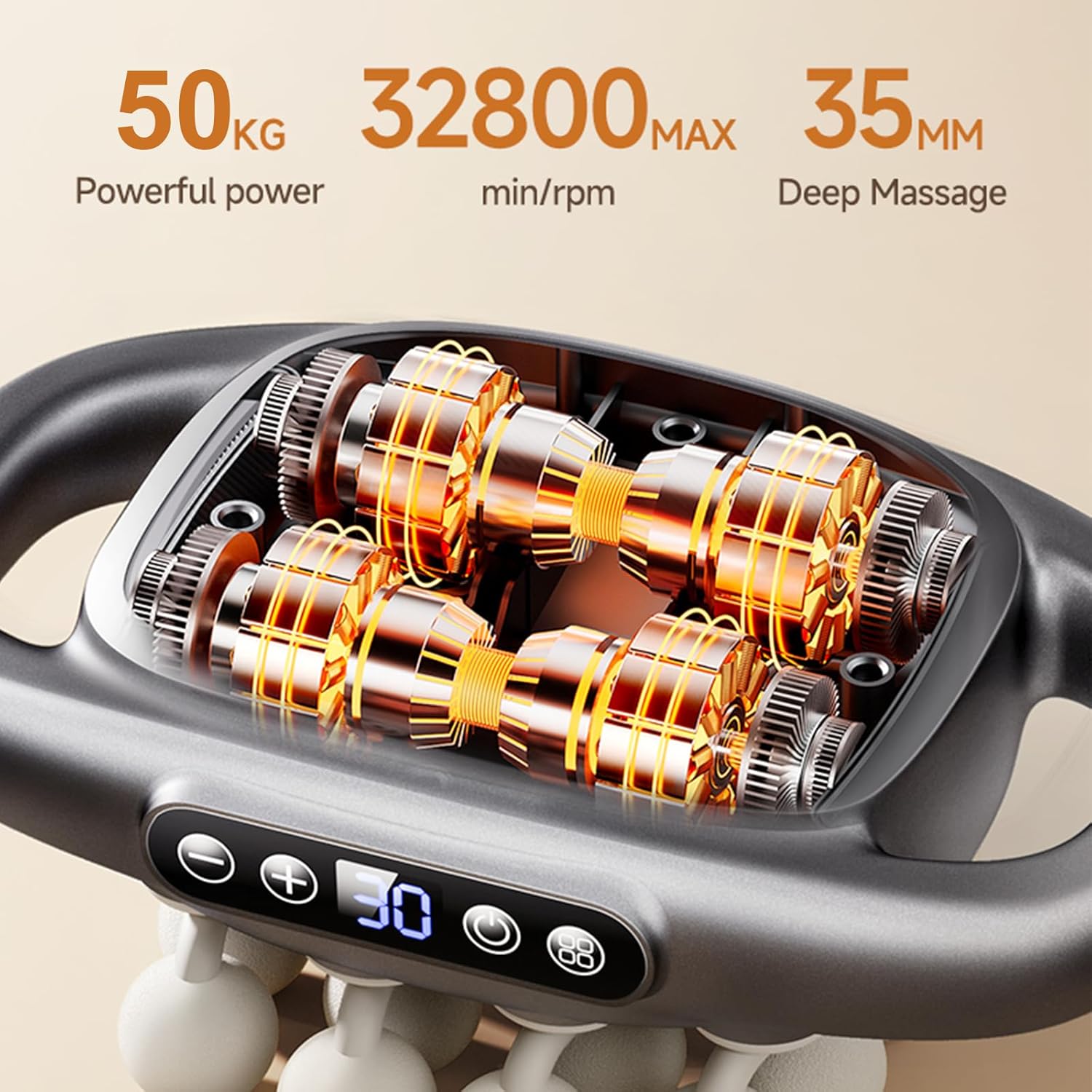 Zevessa Massager - ReliefWave Pro 3 Latest Upgraded Version, 16 Head Massage Gun Deep Tissue, Pain Relief and Stiffness in 4 Minutes, 30 Intensity Levels & Smart Mod