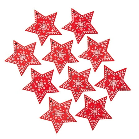 

Songbirdth Christmas Pendant 10Pcs Wooden New Year Christmas Xmas Tree Heart Star Hanging Pendant Home Decor