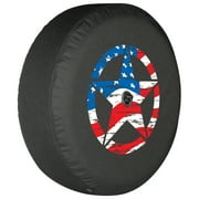 Boomerang - 32" Soft JL Tire Cover for Jeep JL Wrangler (w/ back-up camera) (2018-2020) - Sport & Sahara - Distressed Star - American Flag