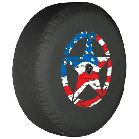 Boomerang - 33" Soft JL Tire Cover for Jeep JL Wrangler (w/ back-up camera) (2018-2020) - Rubicon - Distressed Star - American Flag
