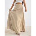 thumbnail image 3 of Khaki Solid High Waist Flowing Maxi Skirt, 3 of 6