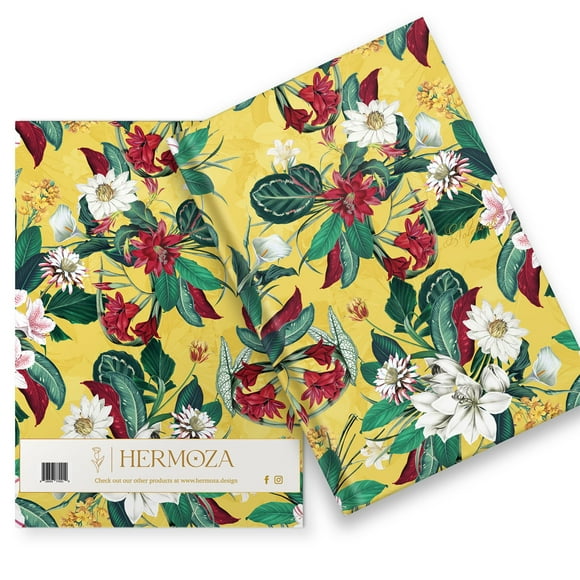 DESIGNER FLORAL HARDCOVER JOURNAL-SOFT YELLOW-LINED/RULED NO BLEED PAPER-GOLD FOILED-SATIN SILK BOOKMARK
