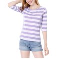thumbnail image 2 of INSPIRE CHIC Hauts pour Femmes Non Doublés Col Rond Manches au Coude Coupe Ajustée T-Shirt Décontracté S Violet Pâle, 2 of 8