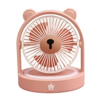 EUDIDV Portable Lighted Fans​ Cute Bear Fan Girls Dormitory Desk Fan Three Speed Strong Wind Light Night Light Male Student Small Fan;Fans with Illumination