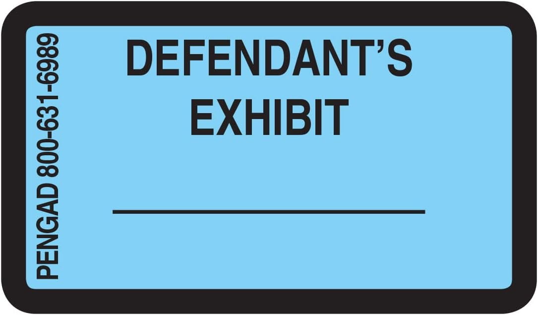 Legal Exhibit Label Stickers, 7/8 X 11/2 Inches, 492 Labels Per Pack (DEFENDANT's Exhibit Blue
