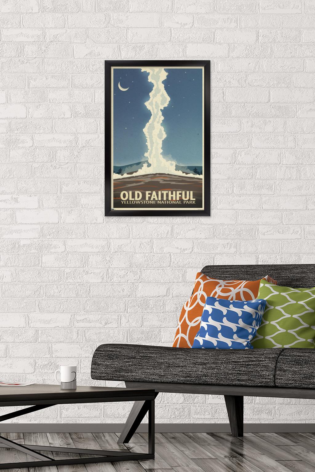 Old Red Truck - Old Faithful Wall Poster, 14.725" x 22.375" Framed