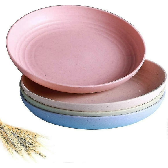 4 Pack Lightweight Wheat Straw Plates-degradable Lightweight Wheat Straw Plates