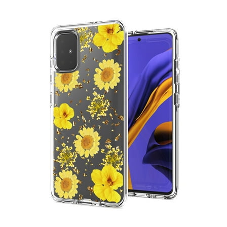 Pressed Dried Flower Design Phone Case For Reiko brand for Galaxy A51 5g In Yellow