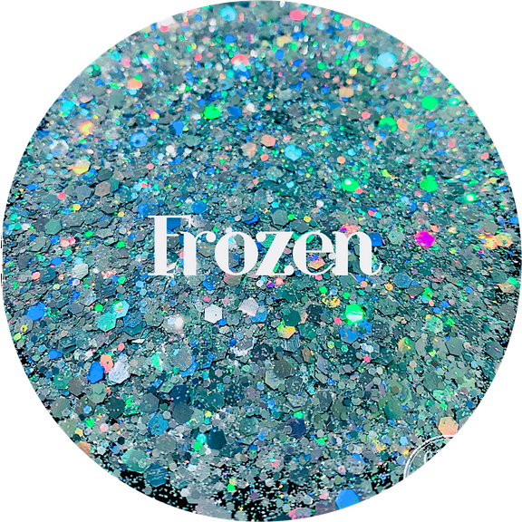 Glitter Heart Co. Glitter - High Quality Polyester Glitter - Frozen- Holographic Blue Chunky Mix - 2 oz Bottle
